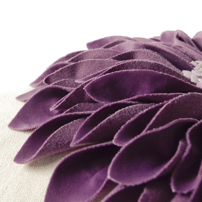 OiseauVoler Decorative Throw Pillow Covers 18x18 Inches 3D Flower Cushion Cases Handmade Square Pillowcases for Couch Bed Living Room Home Decor Purple - Image 3